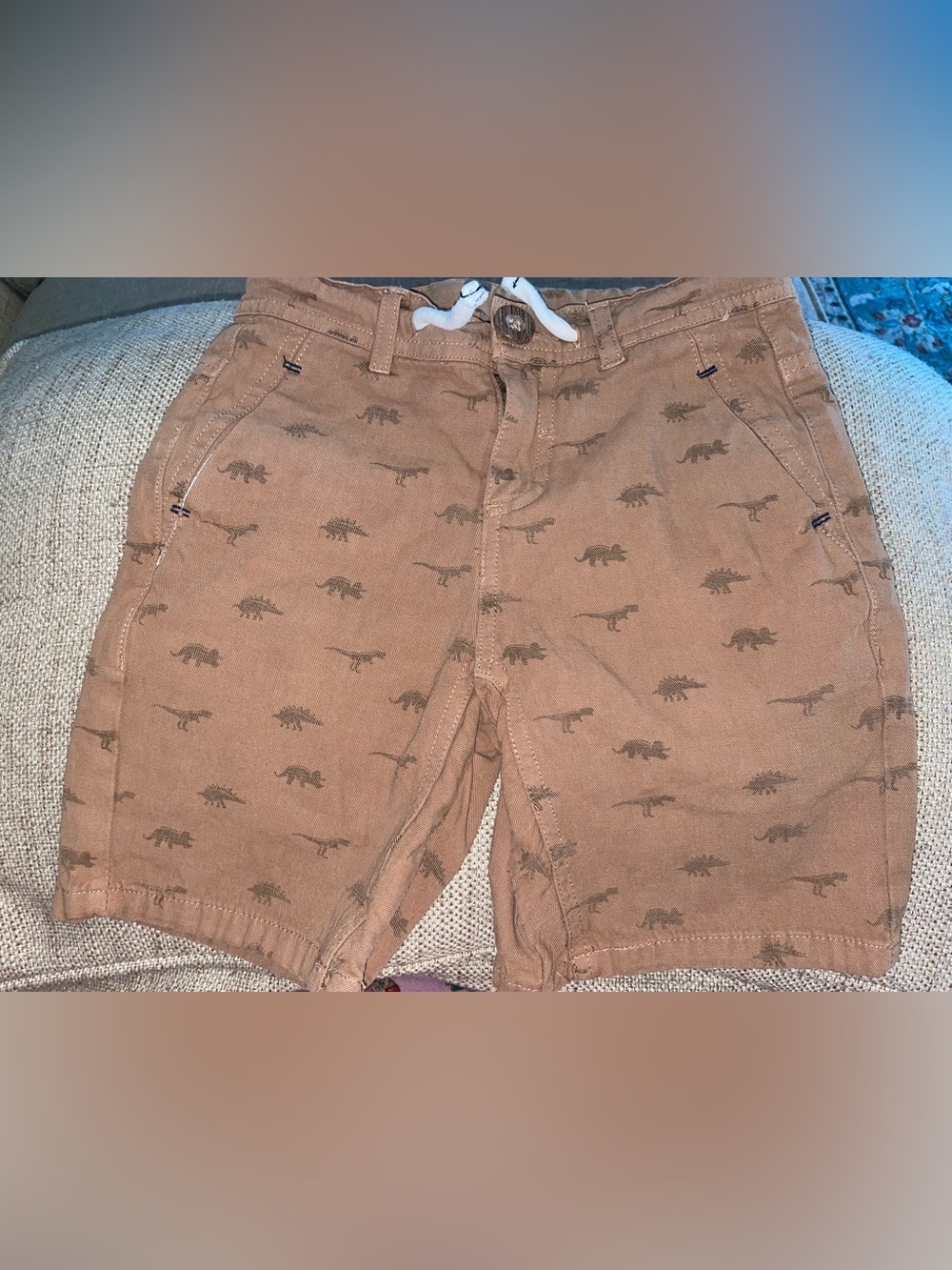 Boys khaki Dinosaur shorts